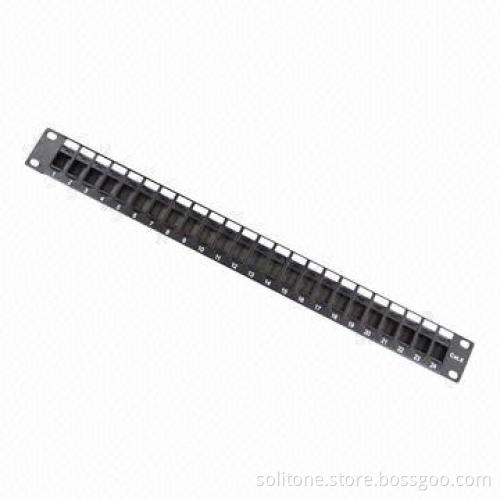 24-port Blank Patch Panel, UTP, Available Cat6 or Cat5e Keystone Jacks